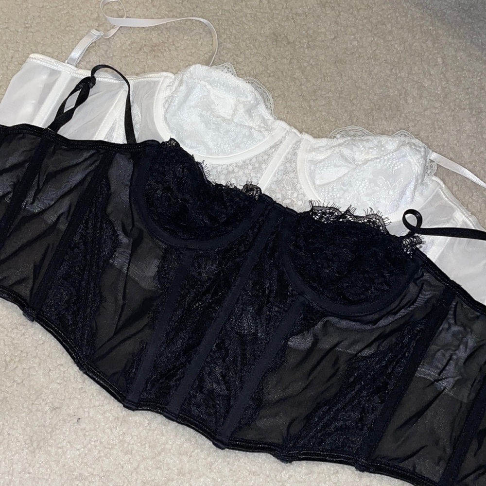 NWOT White Fox Bustier Black & White Corset Top